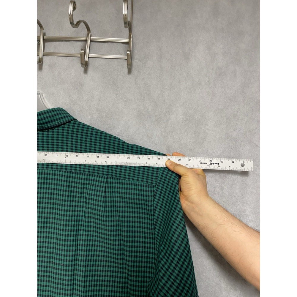 Men's Shirt 5XLT‎ 5XL Tall Green Gingham Check Linen Button Up Academia Vacation - Picture 5 of 8